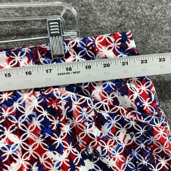 CJ Banks Skort Women 24W Plus Blue Geometric Short A-Line Lined Cotton Button - Picture 5 of 10